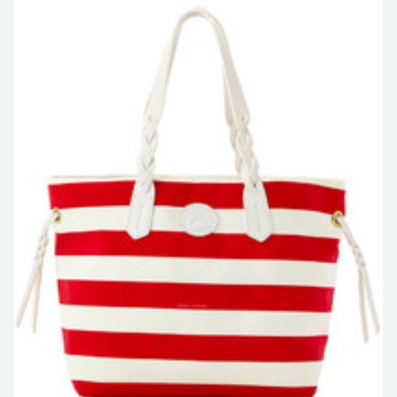 Dooney & Bourke Handbags - Dooney Bourke Sullivan  Red White Striped  Zip Tote Shoulder Bag Nylon 16"